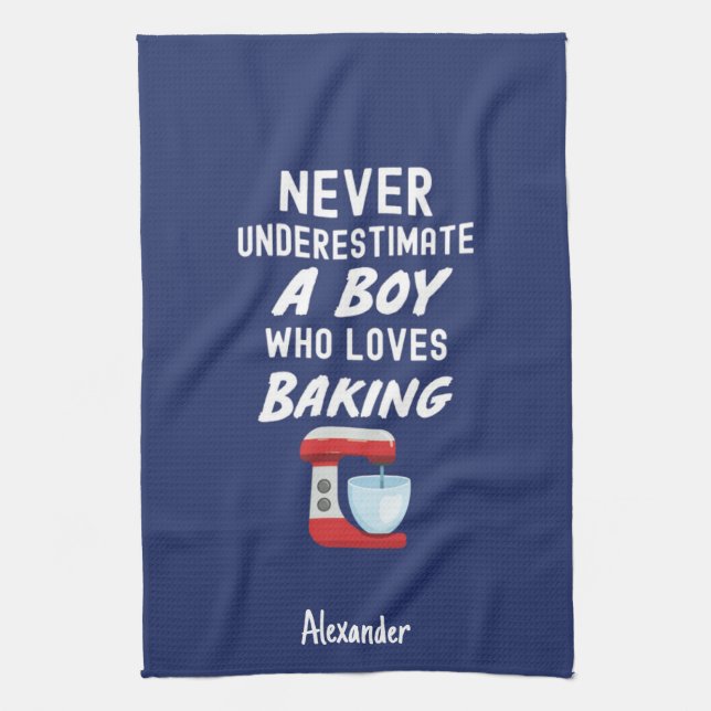 Cute Navy Blue Baking Gift For Kids Little Boy Kökshandduk (Vertikal)