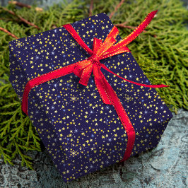 Cute Navy Blue Celestial Mönster Roligt Loely Star Presentpapper