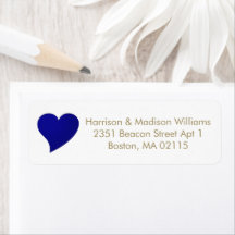 Cute navy blue eart anpassningsbar guld Returadres