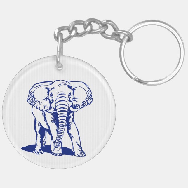 Cute Navy Blue Elephant Line Teckning (Höger Baksida)