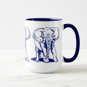 Cute Navy Blue Elephant Line Teckning Mugg