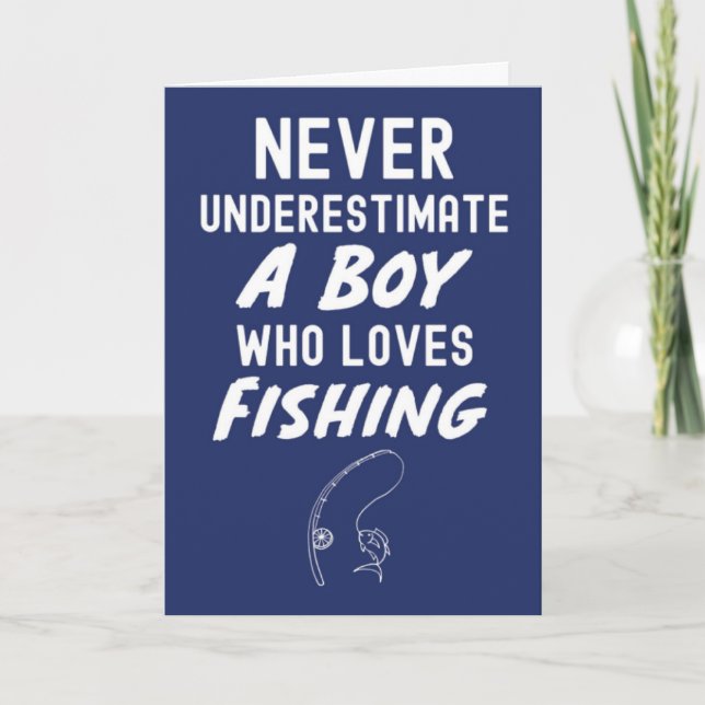Cute Navy Blue Fishing Cards For Baby Boys Kids Kort (Framsida)