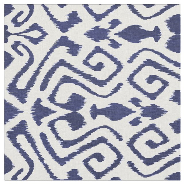 Cute navy blue ikat tribal mönster tyg (Närbild)