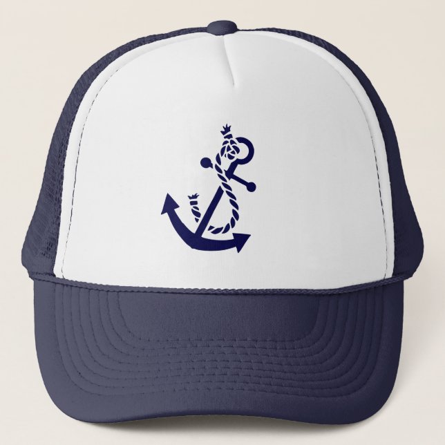 Cute Navy Blue Nautical Boat Anchor 2 Truckerkeps (Framsida)