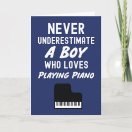 Cute Navy Blue Pianist Cards For Baby Boys Piano Kort