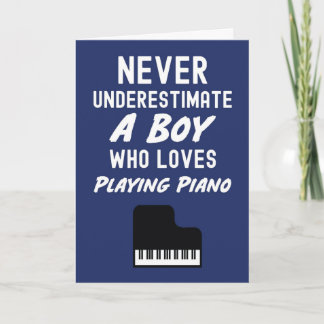 Cute Navy Blue Pianist Cards For Baby Boys Piano Kort