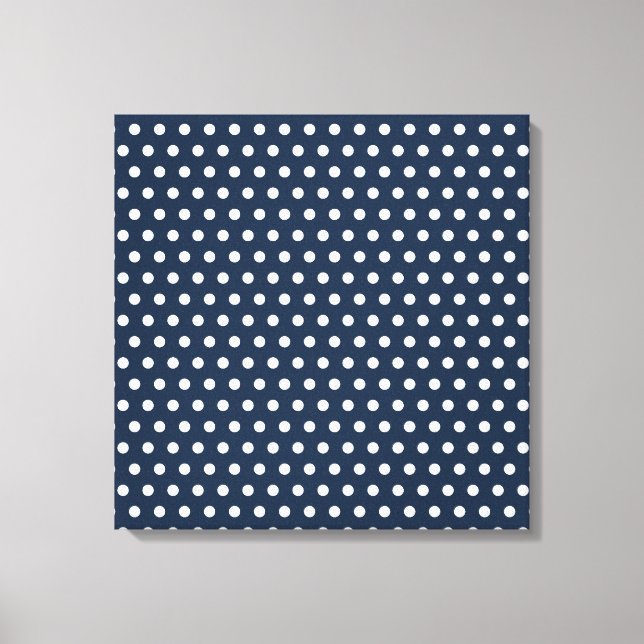 Cute Navy Blue White Tiny Little Polka dots Gifts Canvastryck (Framsida)