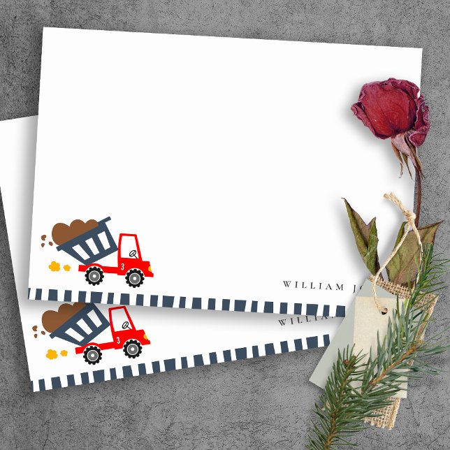 Cute Navy Gult Lastbil, alla åldrar, födelsedag Anteckningskort (Skapare uppladdad)