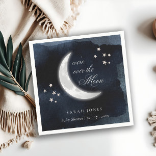 Cute Navy över Måne Glowing Stars Baby Shower Pappersservett