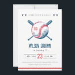 Cute Navy Red Baseball Fladdermus Star Barns födel Inbjudningar<br><div class="desc">En "Cute Boys Navy Red Baseball Fladdermus Star Tema Kids Collection. - Det är en Elegant av enkel minimal sketchy Illustration av baseball fladdermus och stjärnor med anpassningsbar år och perfekt för dina små sportetiska födelsedagsfester. Det är mycket enkelt att anpassa, med dina personuppgifter. Om du behöver någon annan matchande...</div>