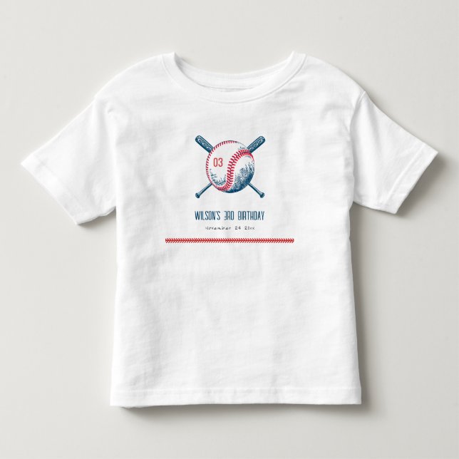 Cute Navy Red Baseball Fladdermus Star Barns födel T Shirt (Framsida)