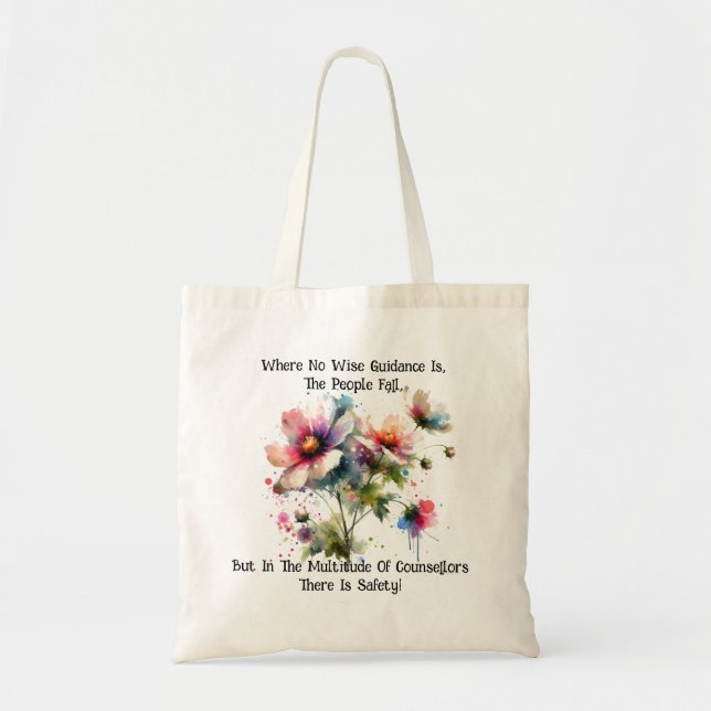 Cute Navy & Rosa WATERCOLOR BLOMMIGT COUNSELORS Tygkasse (Framsidan)