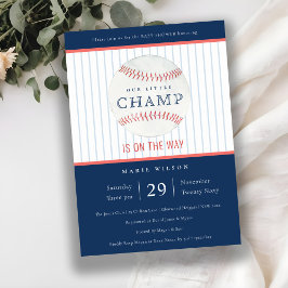 Cute Navy Vår lilla Champ Baseball Baby Shower Inbjudningar