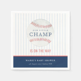 Cute Navy Vår lilla Champ Baseball Baby Shower Pappersservett
