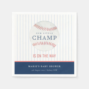 Cute Navy Vår lilla Champ Baseball Baby Shower Pappersservett