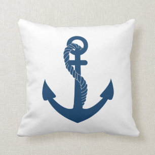 Cute Navy White Anchor Nautical Kudde