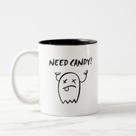 Cute Need Candy Halloween Ghost Monotone Två-Tonad Mugg