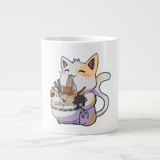 Cute Neko Cat With Ramen Noodles Bowl Anime Japan  Jumbo Mugg