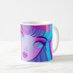 Cute Neon Anime Girl Coffee Mugg