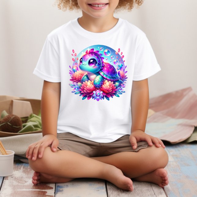 Cute Neon Baby Sea Turtle Illustration T-Shirt (Skapare uppladdad)