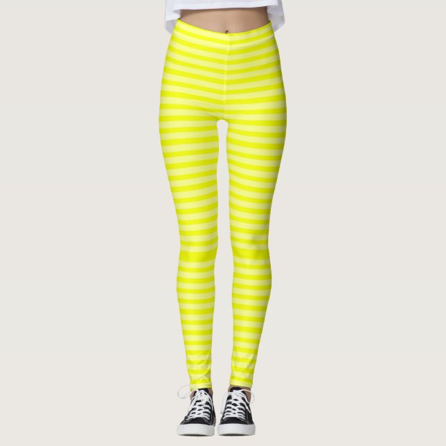 Cute Neon Banana Creme Swirl Black Light Rand Leggings (Framsida)