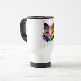 Cute Neon Bläck Cat Coffee Mugg