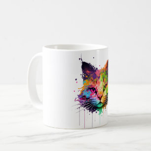 Cute Neon Bläck Cat Kaffemugg