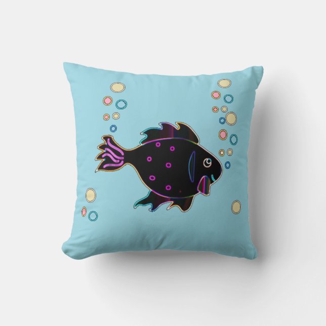 Cute Neon Fish 2 Sided Pillow Kudde (Framsida)