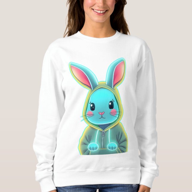 Cute Neon Kash Rabbit Sweatshirt T Shirt (Framsida)