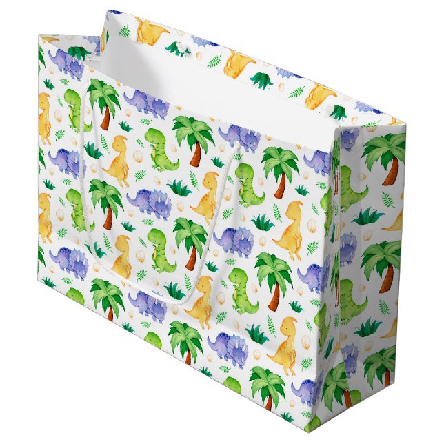 Cute Neon Watercolor Dinosaur Mönster (Framsidan Vinklad)