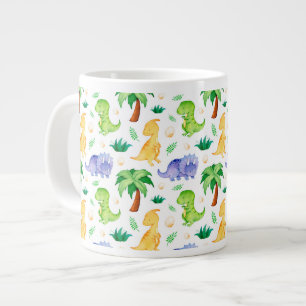 Cute Neon Watercolor Dinosaur Mönster Jumbo Mugg