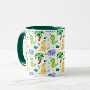 Cute Neon Watercolor Dinosaur Mönster Mugg