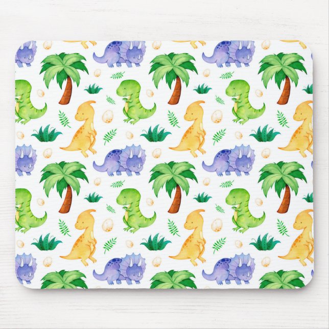 Cute Neon Watercolor Dinosaur Mönster Musmatta (Framsidan)