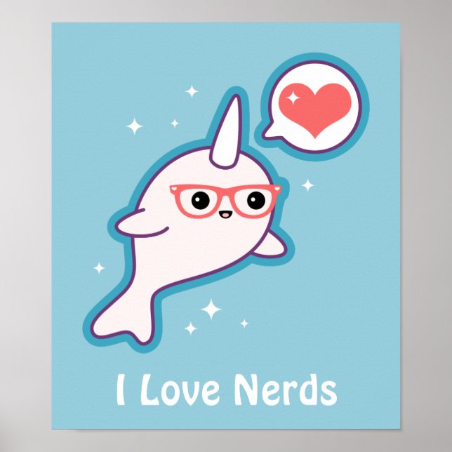 Cute Nerd Narwhal Poster (Framsidan)