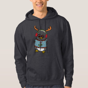 Cute Nerd Penguin Graphic Vuxen jul-Helgdag Hoodie