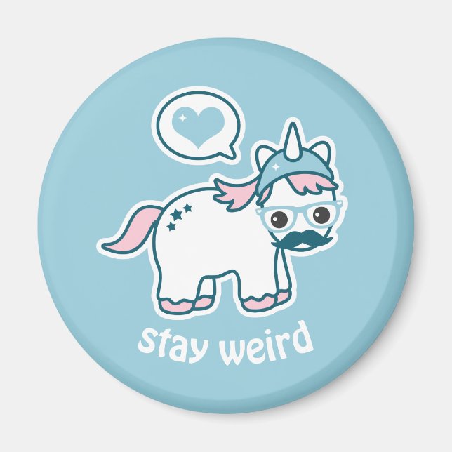 Cute Nerd Unicorn Magnet (Framsidan)
