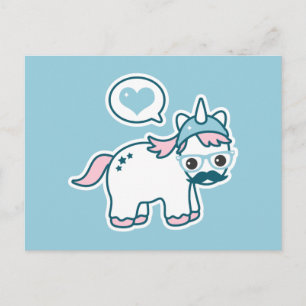Cute Nerd Unicorn Vykort