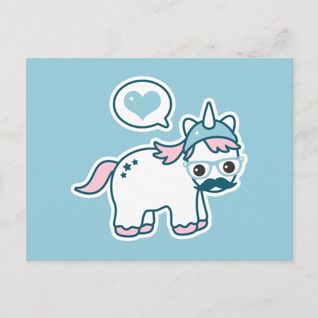 Cute Nerd Unicorn Vykort (Framsida)
