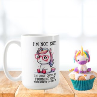 Cute Nerdy Unicorn Mugg: Shy and Adworthy Kaffemugg