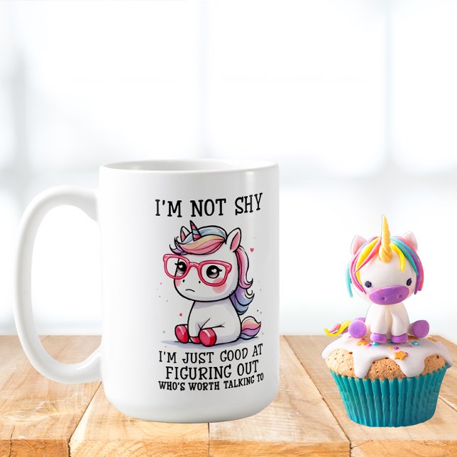 Cute Nerdy Unicorn Mugg: Shy and Adworthy Kaffemugg (Skapare uppladdad)