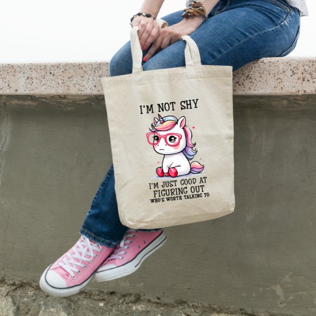 Cute Nerdy Unicorn Tote Bag: Shy and Adworthy Tygkasse (Skapare uppladdad)