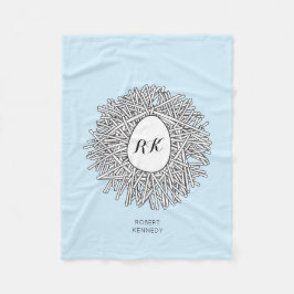 Cute Nest & Egg Personlig Initialer & Namn Blue Fleecefilt