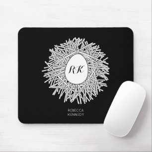Cute Nest & Egg - Personlig Initialer & Namn Musmatta