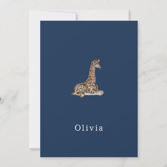 Cute Neutral Birth Announcement Giraffe Card Inbjudningar (Framsida)