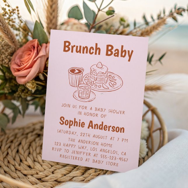 Cute Neutral Coffee & Pancakes Brunch Baby Shower Inbjudningar (Skapare uppladdad)