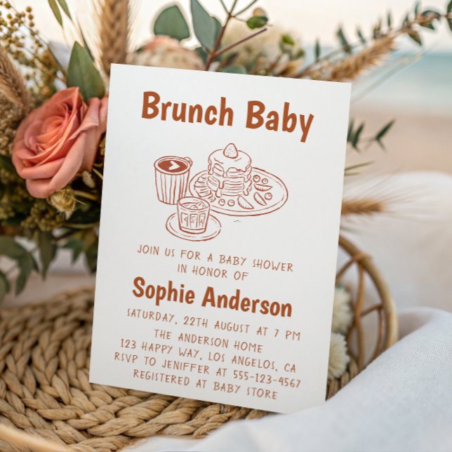 Cute Neutral Coffee & Pancakes Brunch Baby Shower Inbjudningar (Skapare uppladdad)