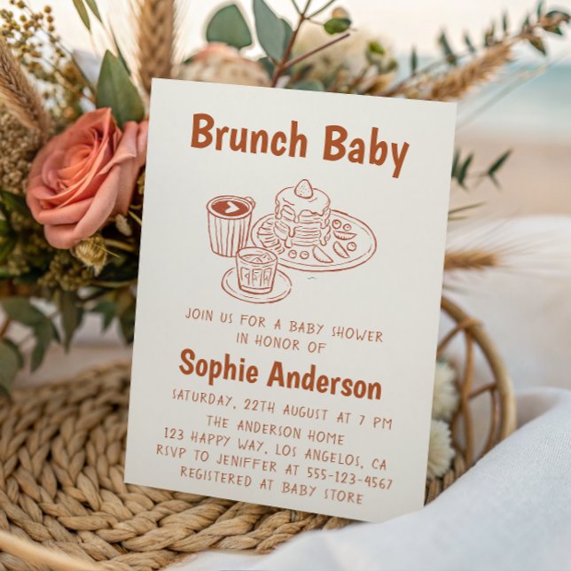 Cute Neutral Coffee & Pancakes Brunch Baby Shower Inbjudningar (Skapare uppladdad)