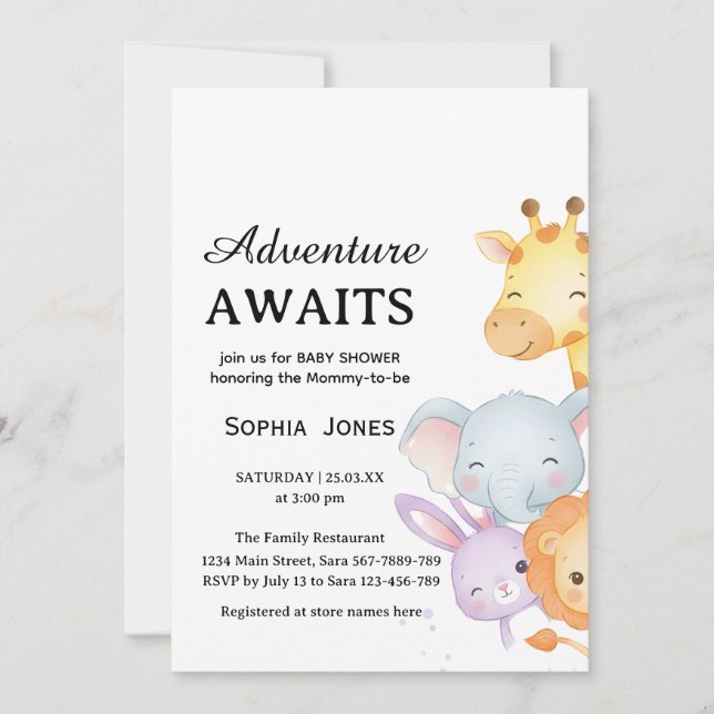 Cute Neutral Forest Animals Baby Shower Inbjudningar (Framsida)