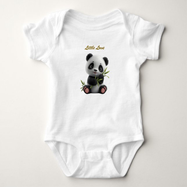 Cute Neutral Panda Newborn Baby Bodysuit T Shirt (Framsida)