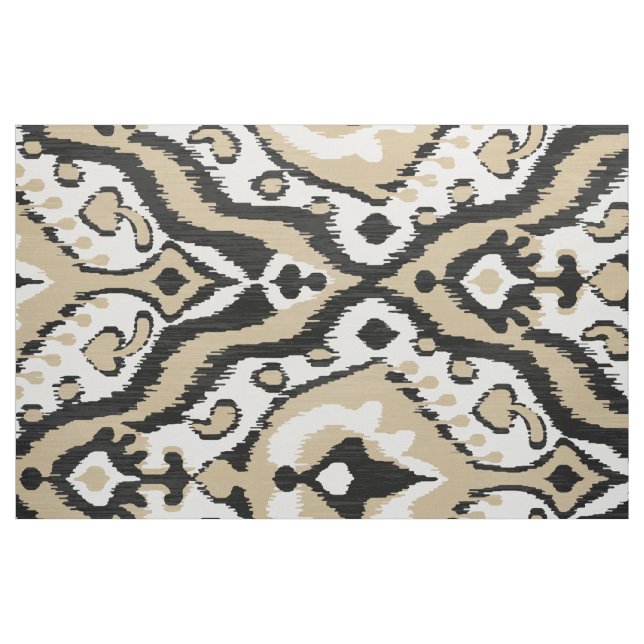 Cute neutralt black and beige ikat tribal mönster tyg (Fat Quarter)